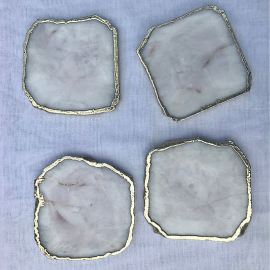 White Agate - Set of 4 large Coasters/Personalised Momentos