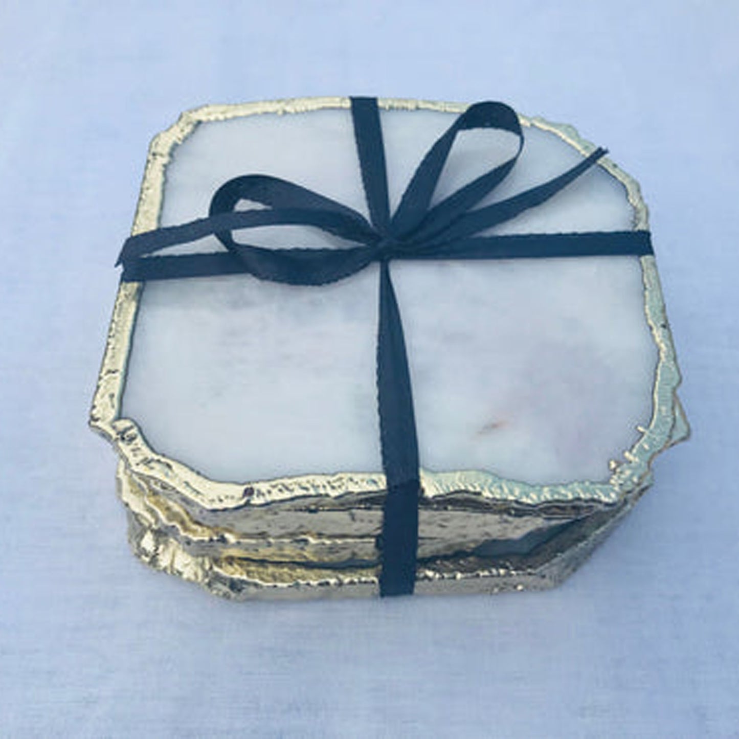 White Agate - Set of 4 large Coasters/Personalised Momentos