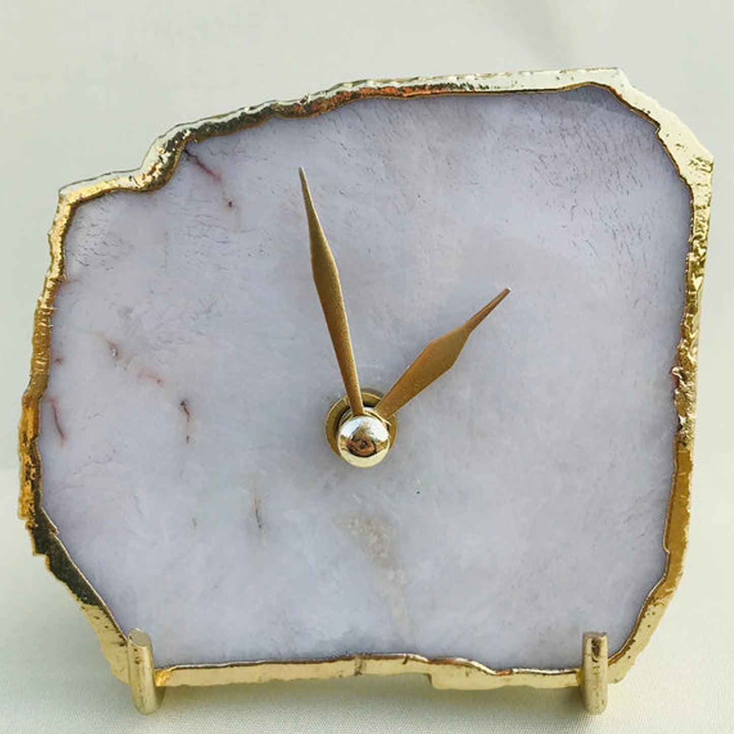 White Agate Desk/Wall Clock/Personalised Momento