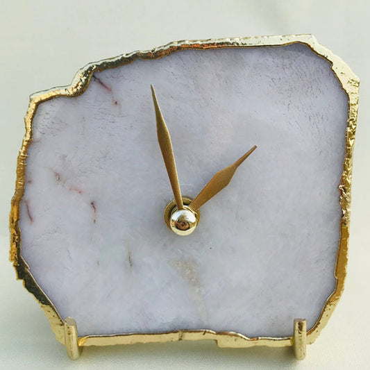 White Agate Desk/Wall Clock/Personalised Momento