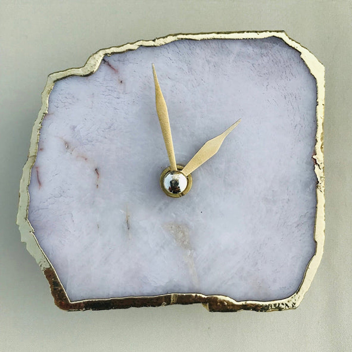 White Agate Desk/Wall Clock/Personalised Momento