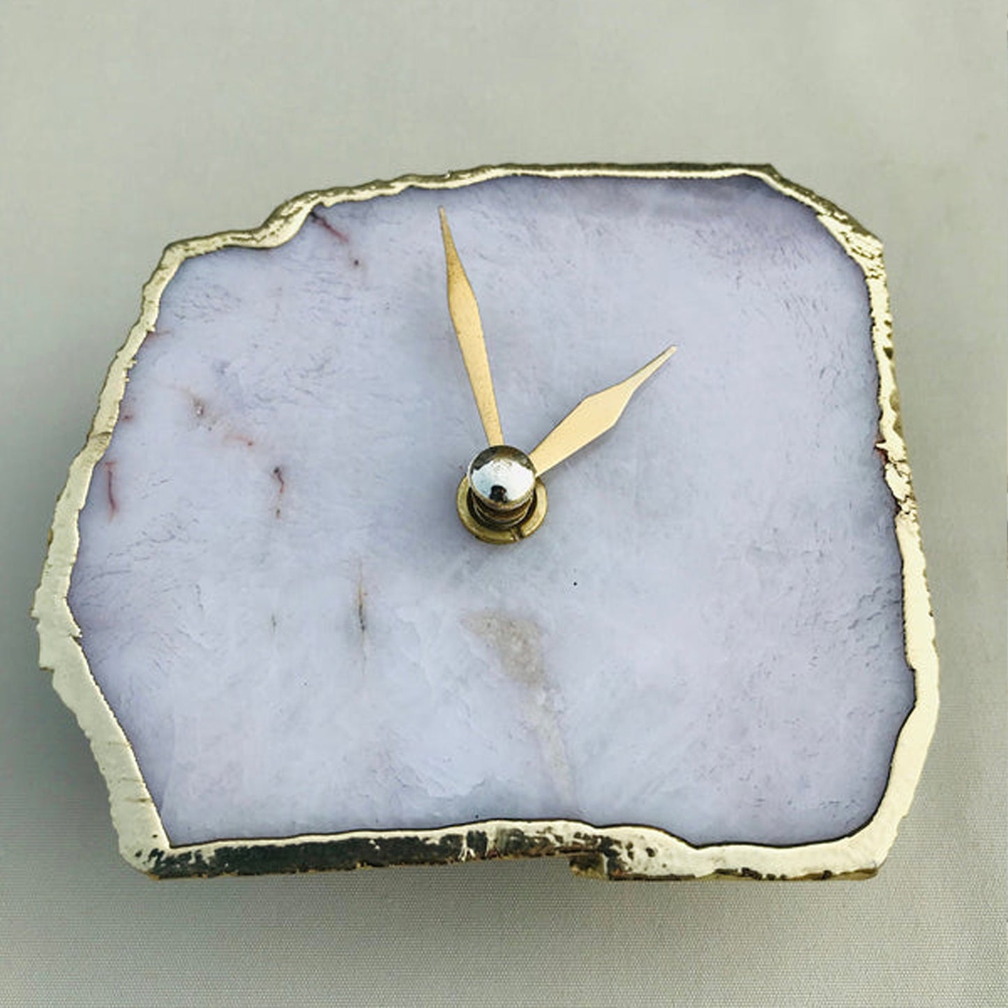 White Agate Desk/Wall Clock/Personalised Momento