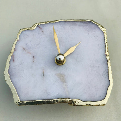 White Agate Desk/Wall Clock/Personalised Momento