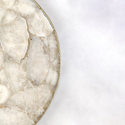 White Crystal Agate Cheese Platter/Tray | Circular |