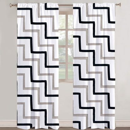 Zenobia - Set of 2 Panels Crewel Embroidered Curtains | Linen Cotton Mix | Fully Embroidered | Lined