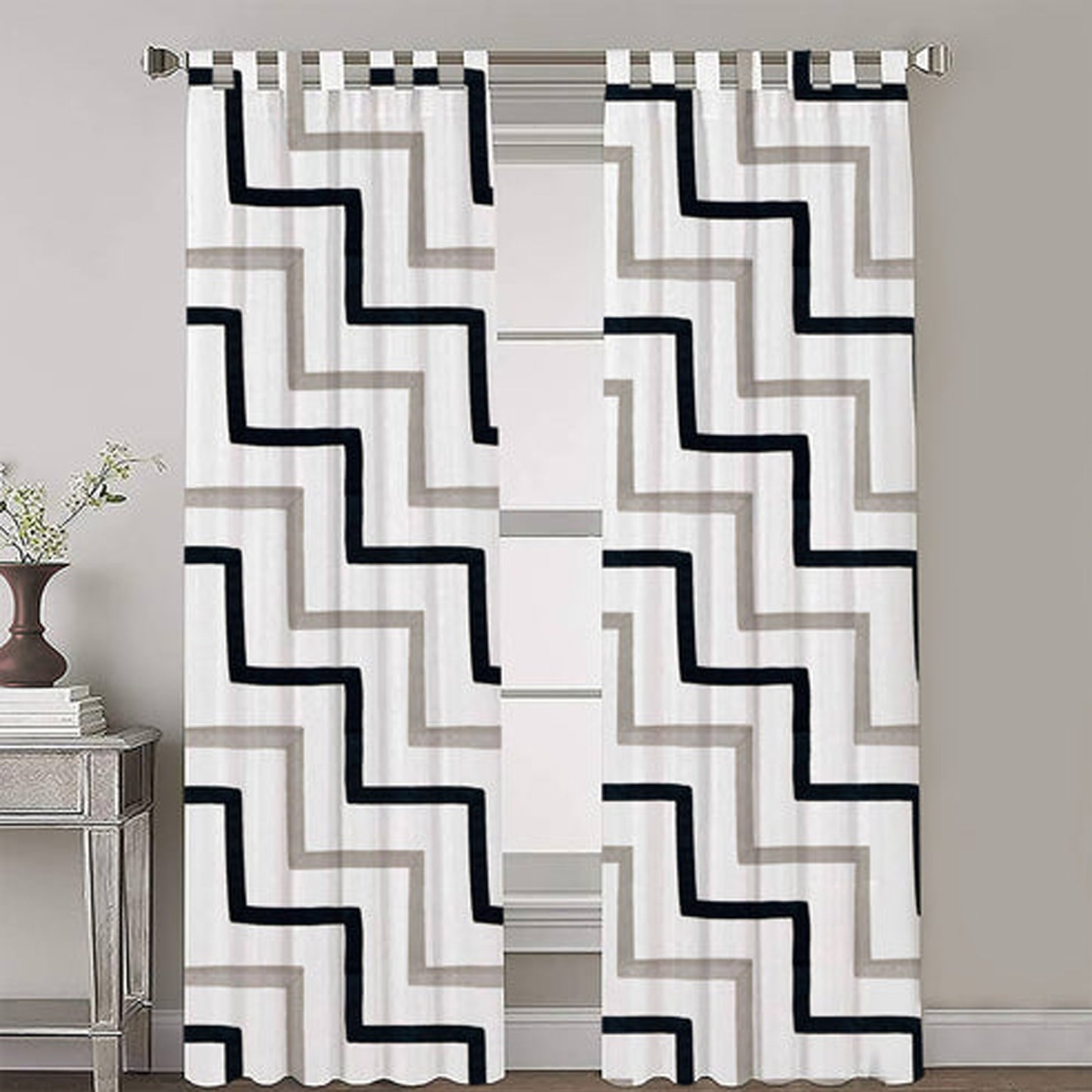 Zenobia - Set of 2 Panels Crewel Embroidered Curtains | Linen Cotton Mix | Fully Embroidered | Lined