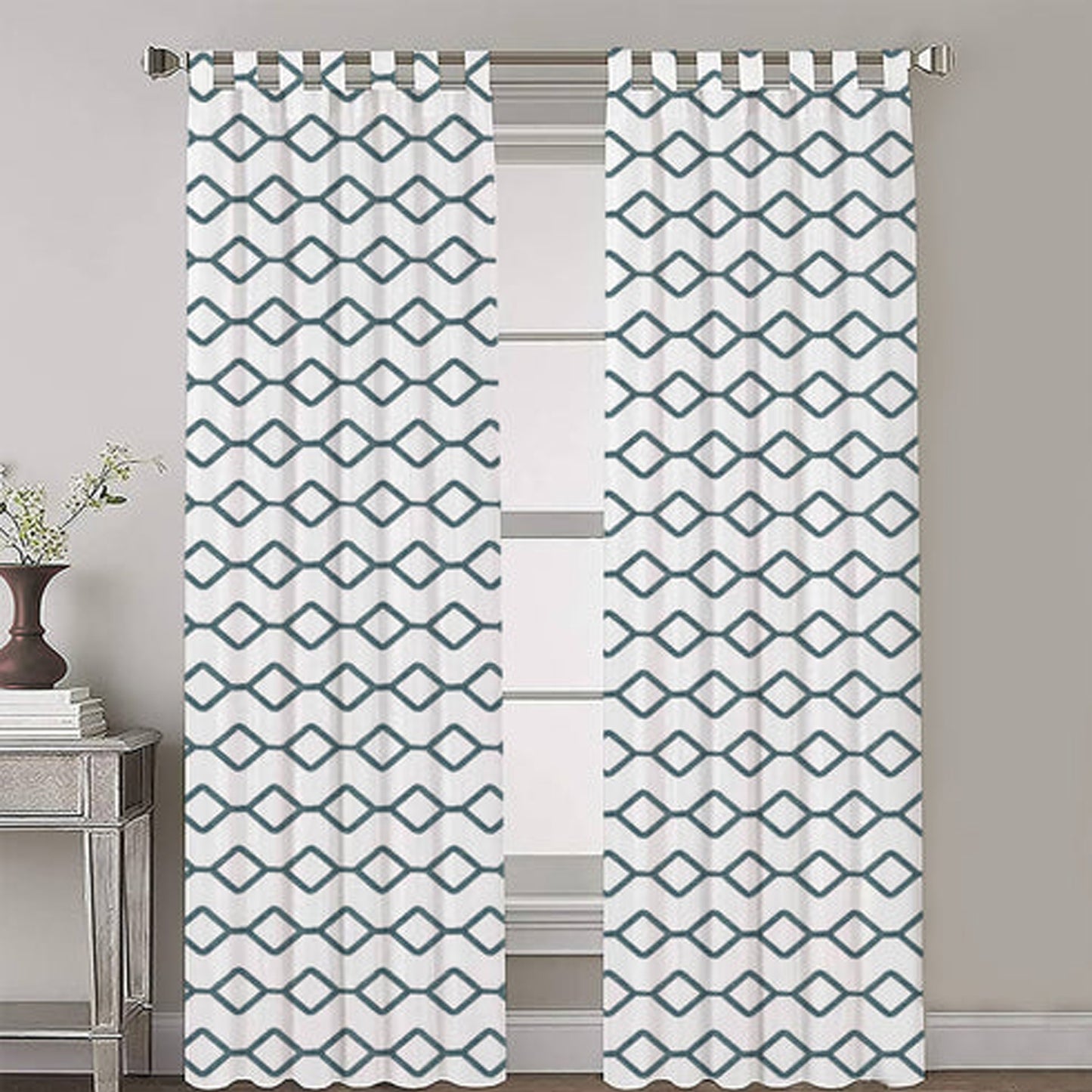 Zinnia - Set of 2 Panels Crewel Embroidered Curtains | Linen Cotton Mix | Fully Embroidered | Lined