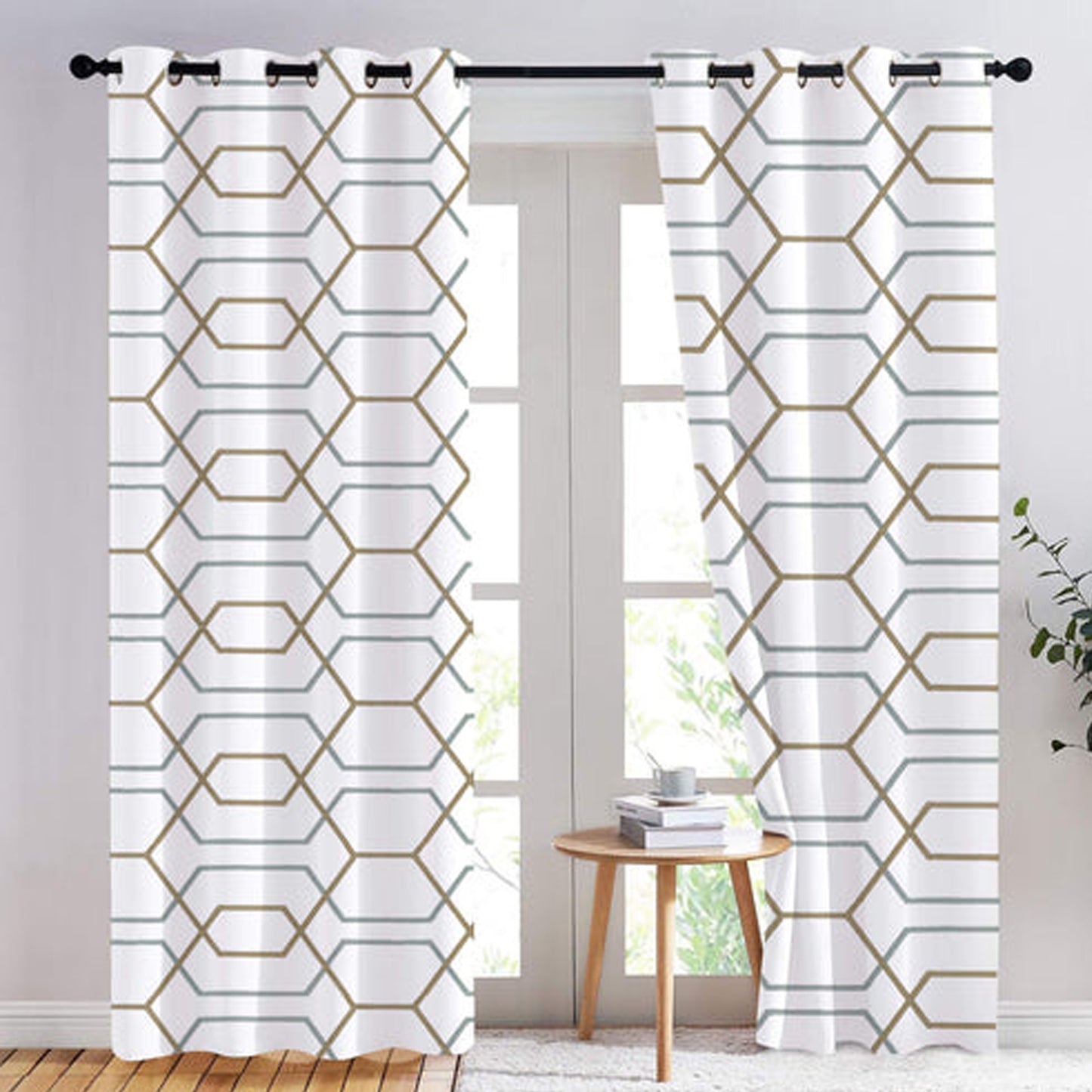Zoe - Set of 2 Panels Crewel Embroidered Curtains | Linen Cotton Mix | Fully Embroidered | Lined