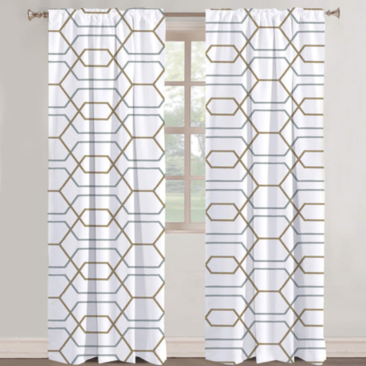 Zoe - Set of 2 Panels Crewel Embroidered Curtains | Linen Cotton Mix | Fully Embroidered | Lined