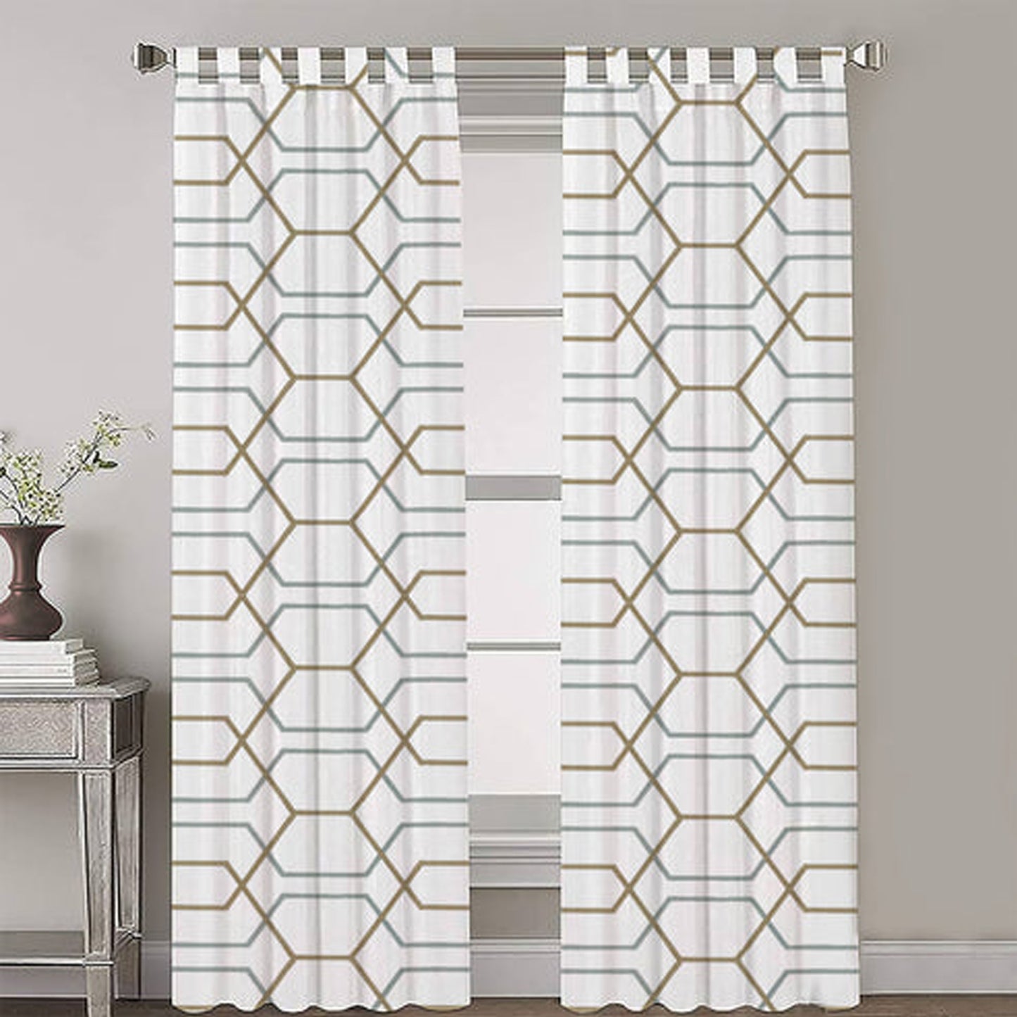 Zoe - Set of 2 Panels Crewel Embroidered Curtains | Linen Cotton Mix | Fully Embroidered | Lined