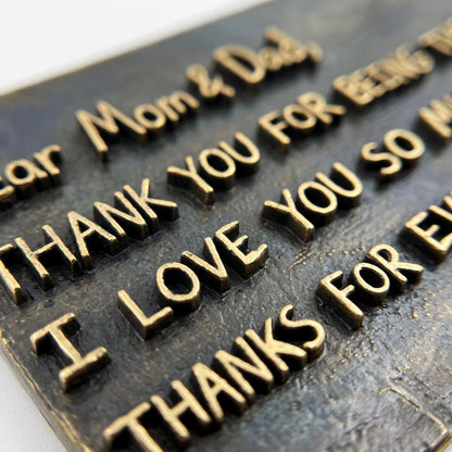 Custom Handwritten Note Plaque | Antique Brass Message Sign | Personalized Letter Keepsake Gift