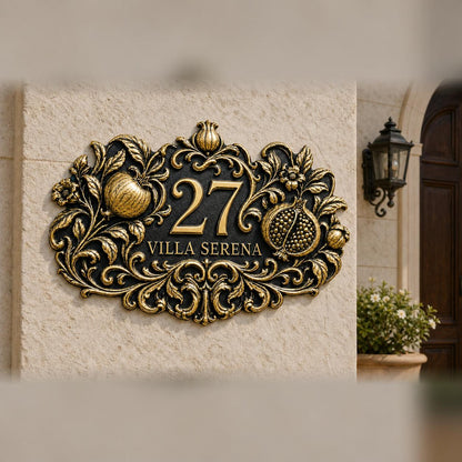 Design Your Own Custom House Number Plaque | Personalized Antique Brass Tropical Address Sign