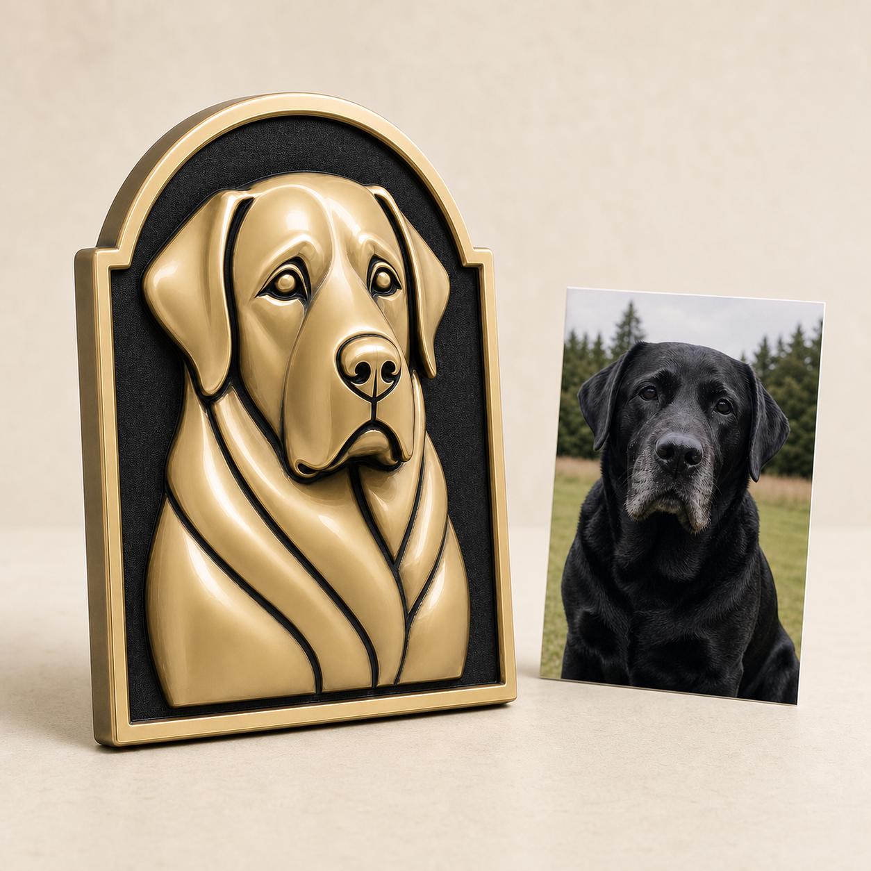 Custom Pet Portrait Relief Plaque | Raised Antique Brass Dog or Cat Wall Art
