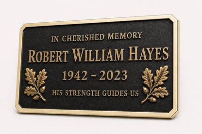 Memorial Garden Sign, Custom Remembrance Plaque, Raised Brass Design