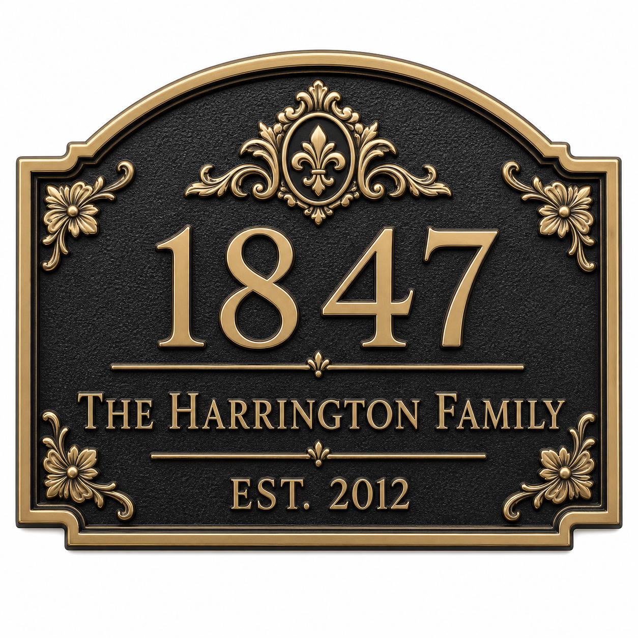 Personalised House Number Sign | Antique Brass Address Plaque | Custom Street/Family Name Board