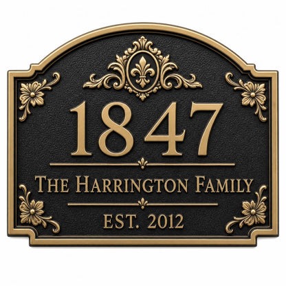 Personalised House Number Sign | Antique Brass Address Plaque | Custom Street/Family Name Board