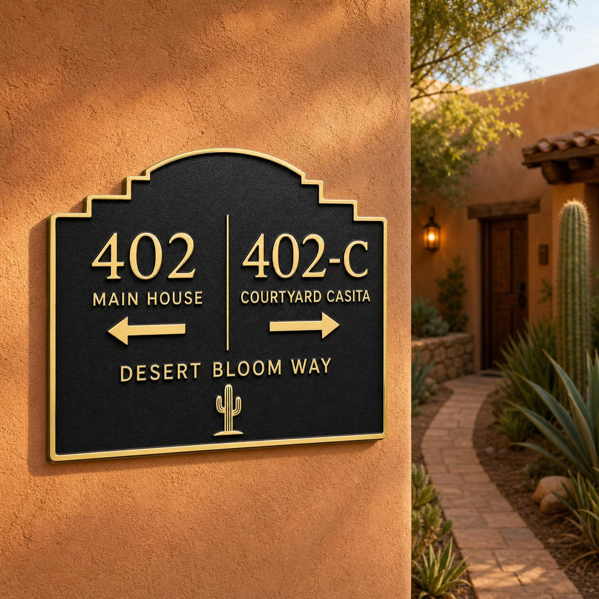 Personalized Casita Address Sign, Main House and Guest House Direction Brass Plaque