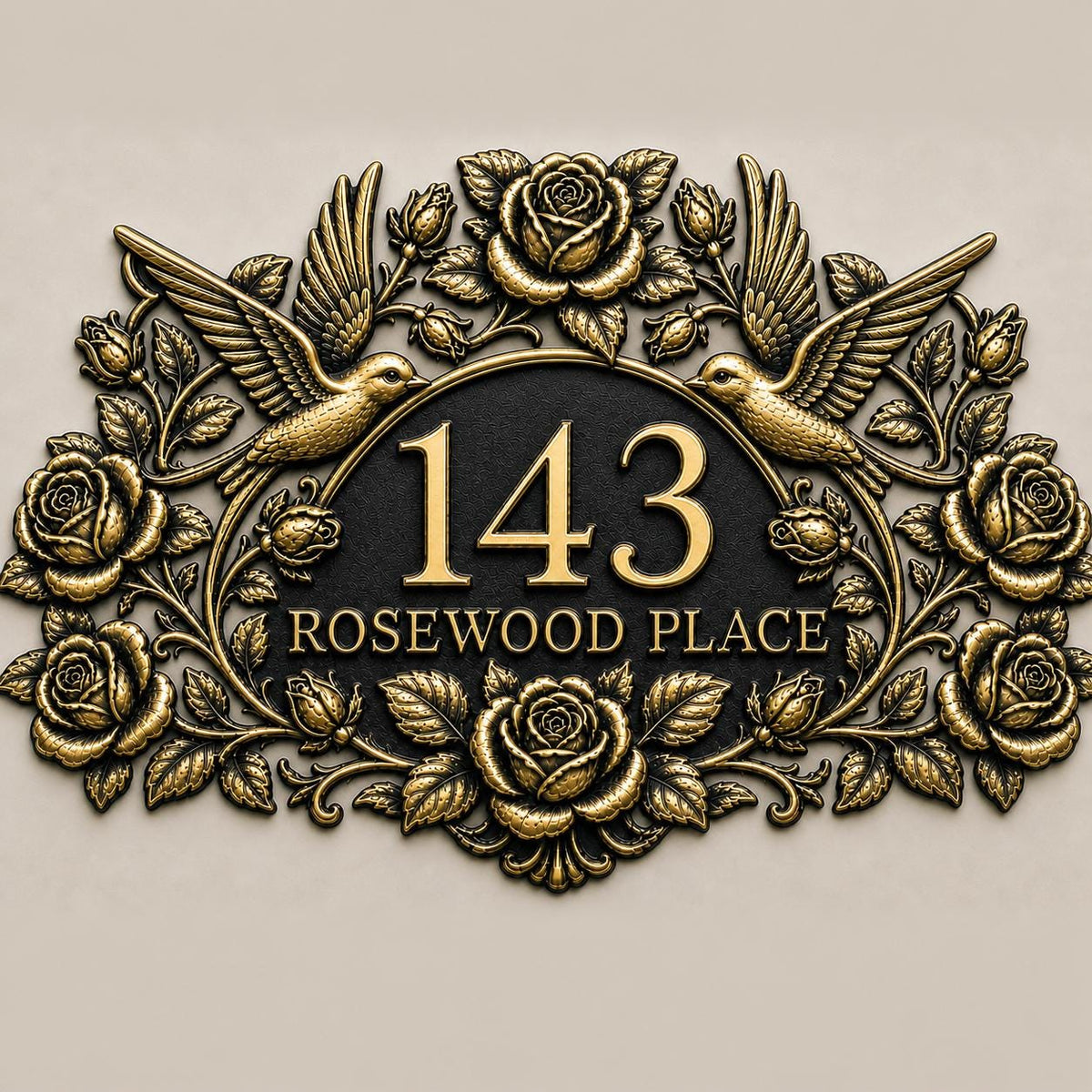 Design Your Own Custom House Number Plaque | Personalized Antique Brass Rose Address Sign