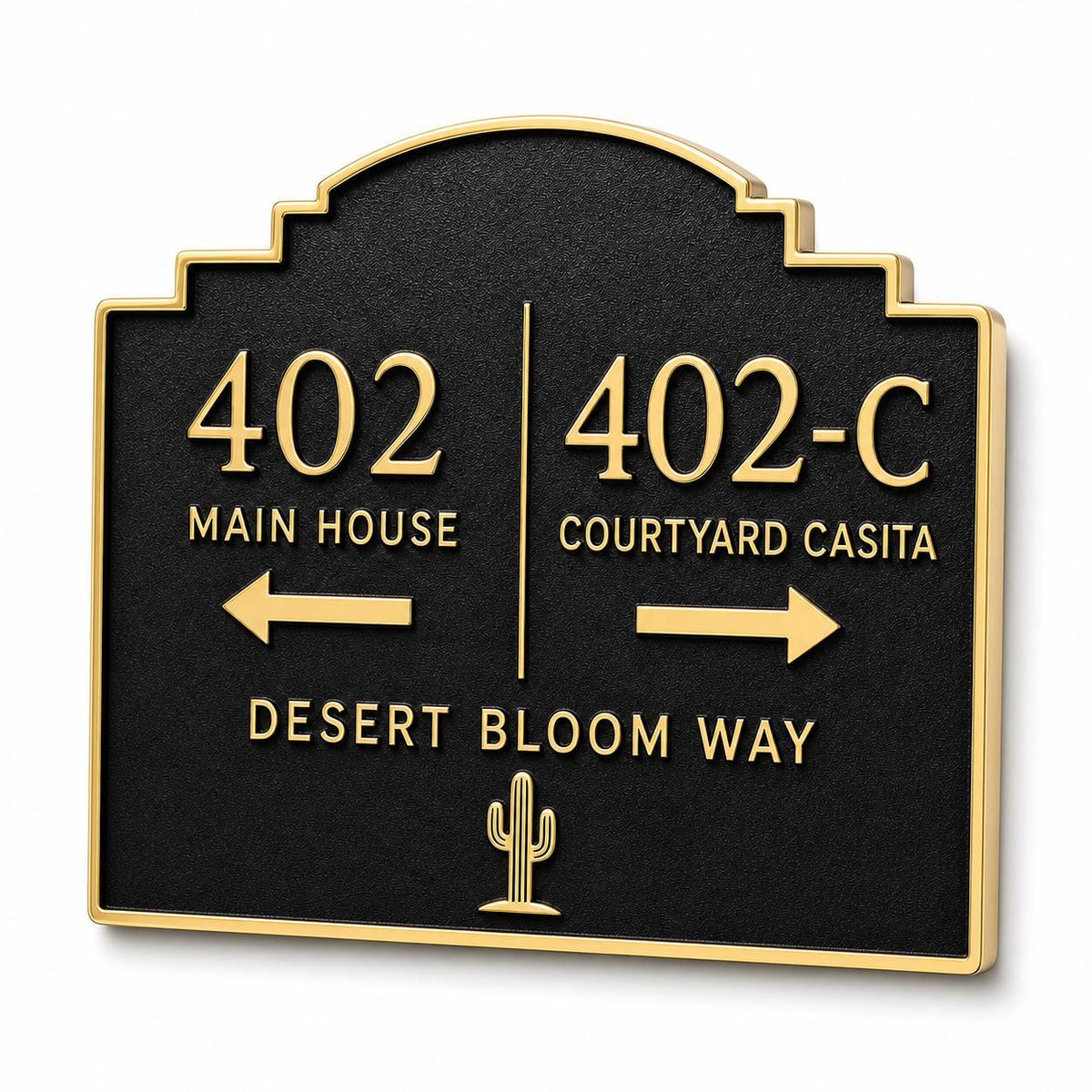 Personalized Casita Address Sign, Main House and Guest House Direction Brass Plaque