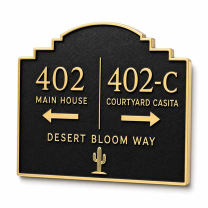 Personalized Casita Address Sign, Main House and Guest House Direction Brass Plaque