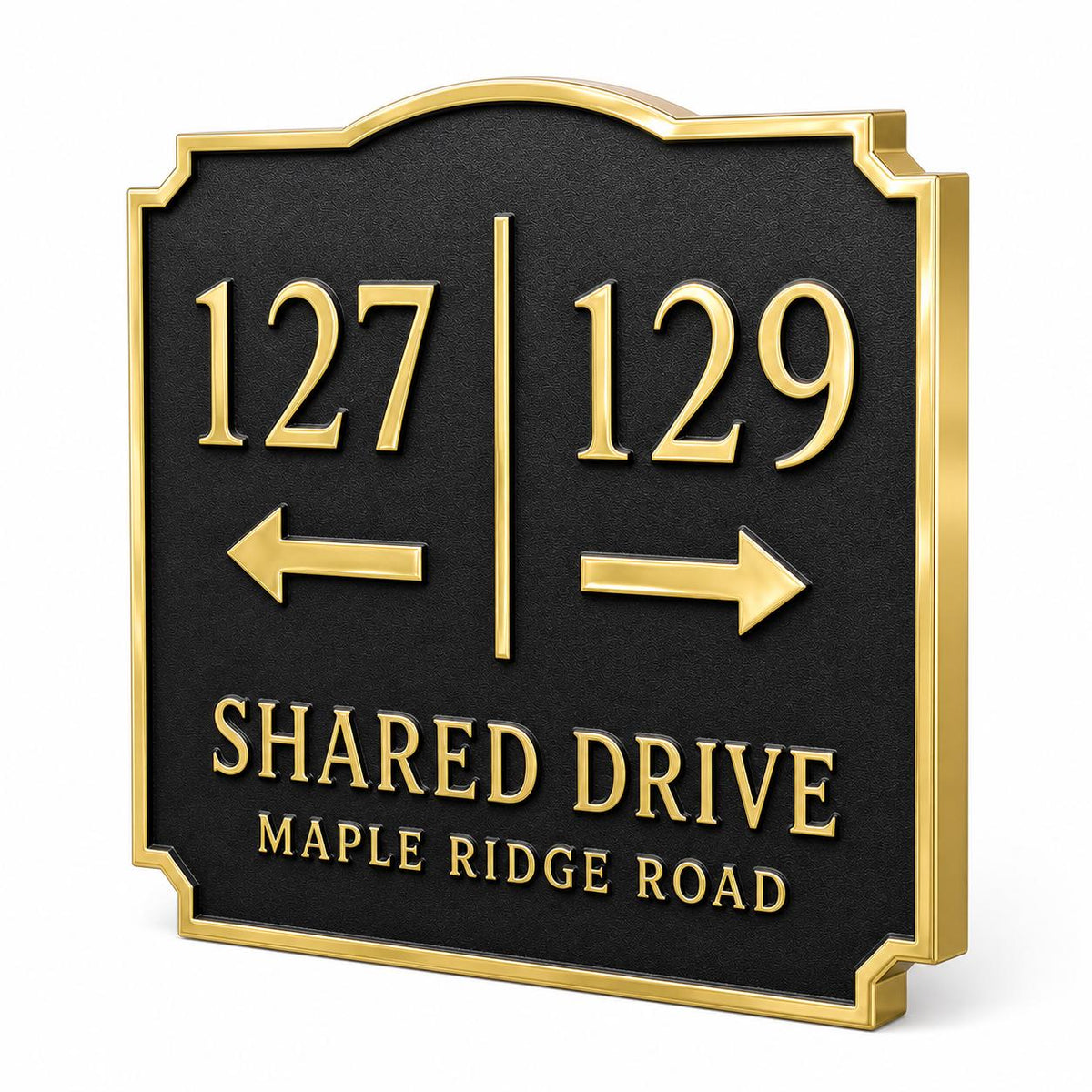 Personalized Shared Driveway Sign | Custom Antique Brass Directional Sign Board