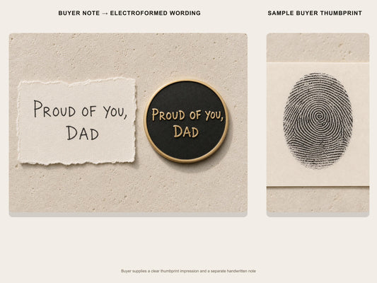 Custom Fingerprint Memorial Plaque, Antique Brass Fingerprint Keepsake, Personalised Handwriting Remembrance Gift