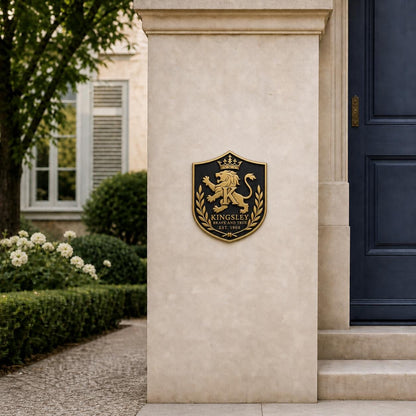 Design Your Own Brass Heraldic Plaque | Custom Family Emblem, Monogram & Established Year Sign