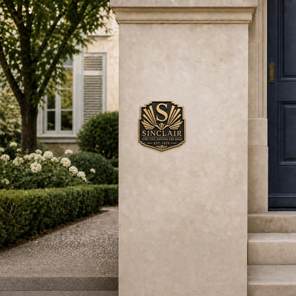 Design Your Own Family Crest Plaque with Custom Logo/Sigil | Antique Brass Wall Sign
