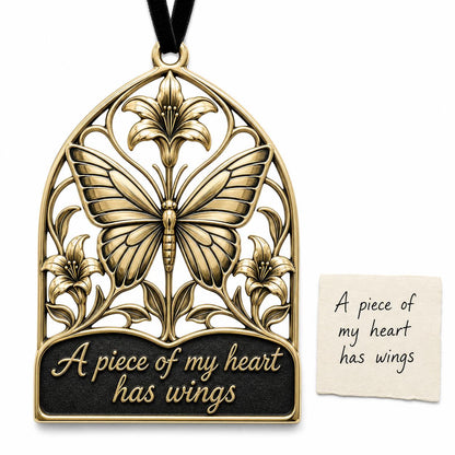 Large Personalized Butterfly Memorial Ornament | Antique Brass Christmas Decor