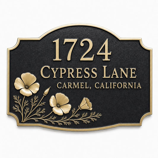 Personalised Metal Address Plaque | Custom House Number/Villa Name | Antique Brass Outdoor Decor