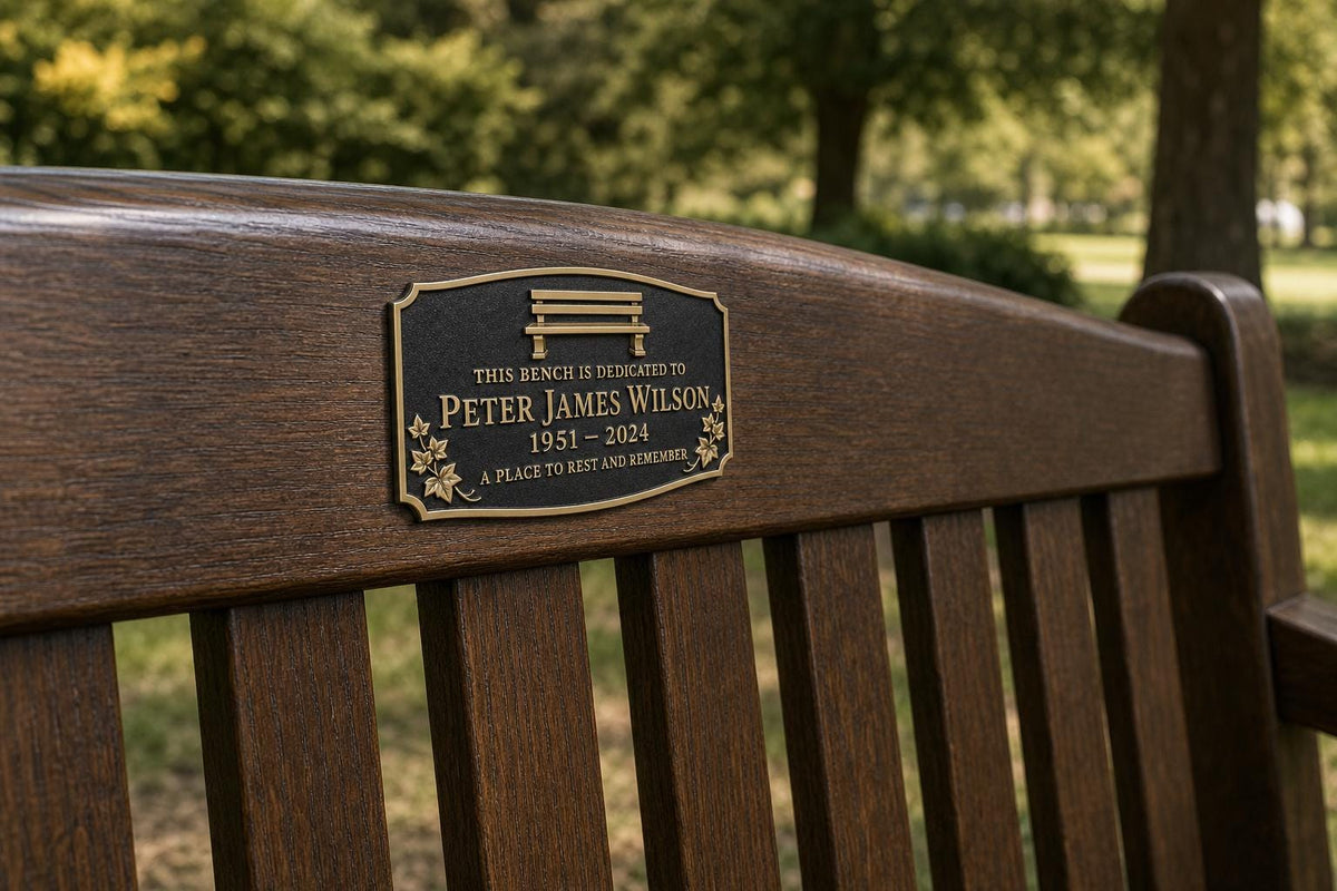 Personalised Garden Memorial Plaque, Antique Brass Tribute Sign