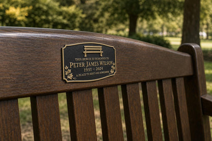 Personalised Garden Memorial Plaque, Antique Brass Tribute Sign