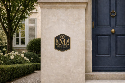 Create Your Own Family Crest Plaque | Custom Monogram, Surname & Motto | Antique Brass Heritage Sign