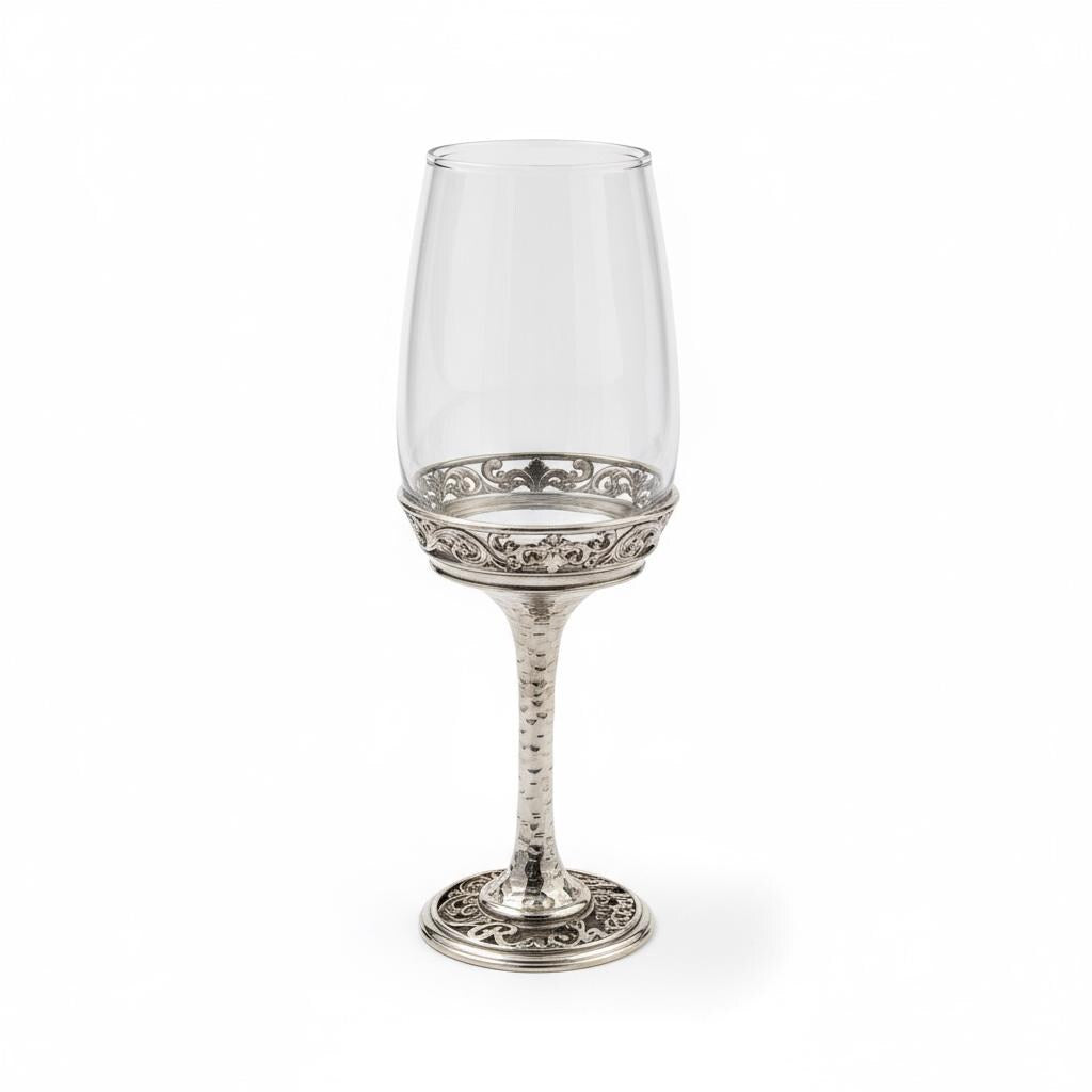 Personalised Wine Glasses Set | Electro-Formed Metal Base (Set of 1 or 2)