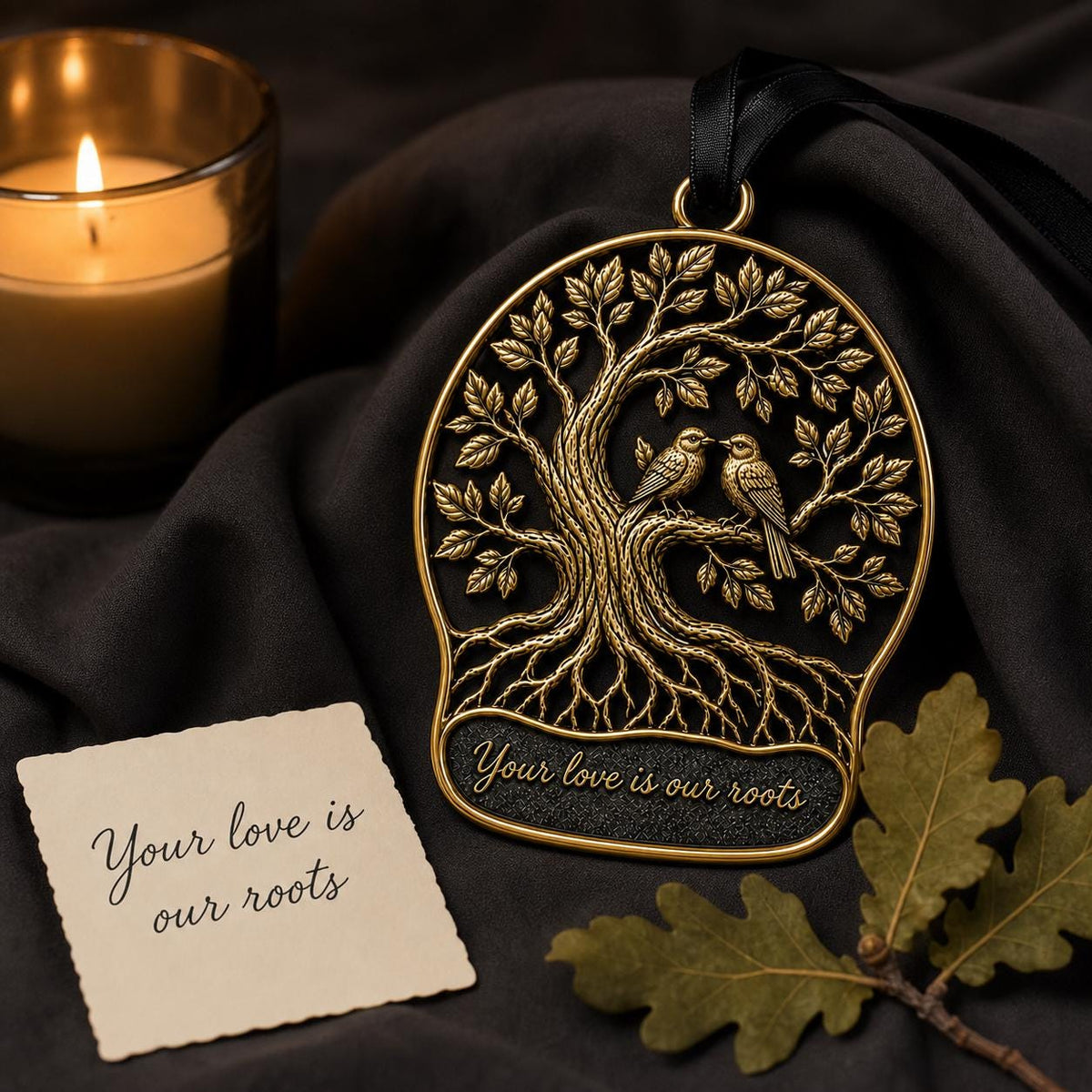 Large Personalized Tree of Life Ornament | Antique Brass Sympathy Gift | Christmas Decor