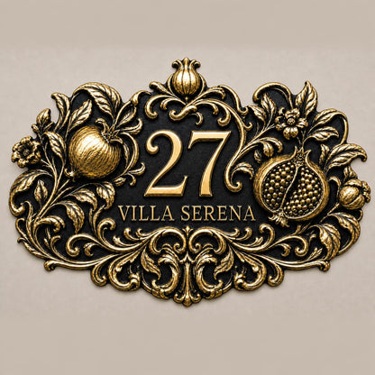 Design Your Own Custom House Number Plaque | Personalized Antique Brass Tropical Address Sign