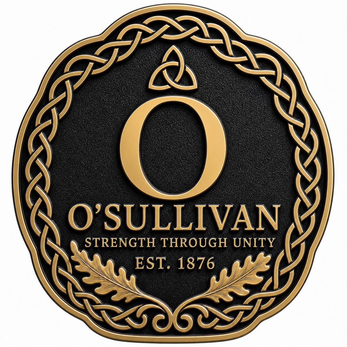 Design Your Own Celtic Knot Crest Plaque | Custom Initial, Surname & Motto | Antique Brass Wall Sign