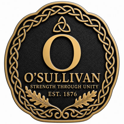 Design Your Own Celtic Knot Crest Plaque | Custom Initial, Surname & Motto | Antique Brass Wall Sign
