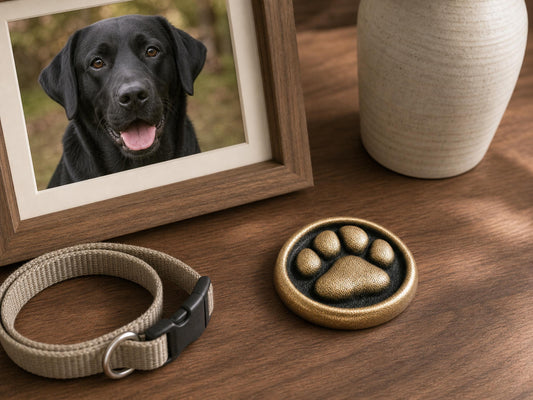 Custom Dog Paw Memorial Plaque, Antique Brass Keepsake, Personalised Dog Paw Print Ornament