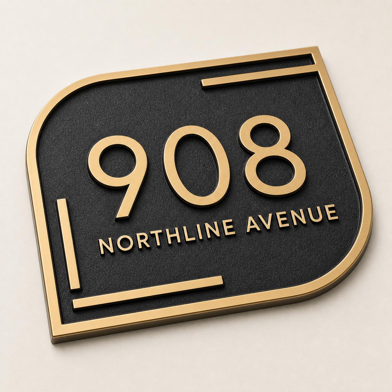 Personalised House Number Sign | Antique Brass Address Plaque | Custom Street/Family Name Board