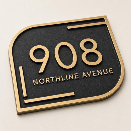 Personalised House Number Sign | Antique Brass Address Plaque | Custom Street/Family Name Board