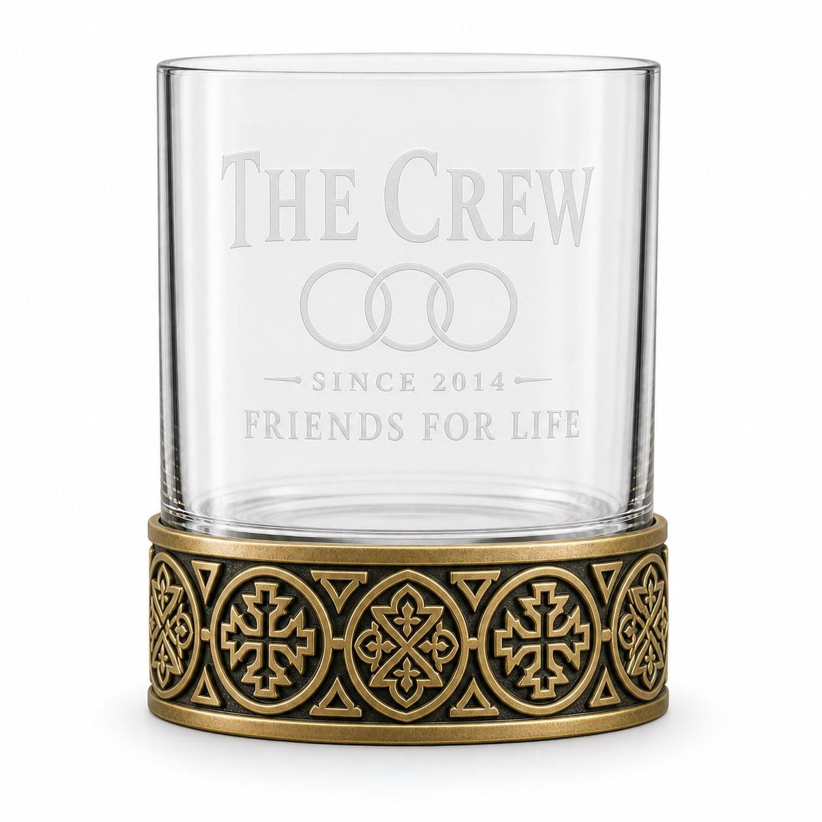 Personalised Laser Etched Brass Base Whiskey Glass | Custom Text/Name Glasses | Wedding/Birthday Gifts