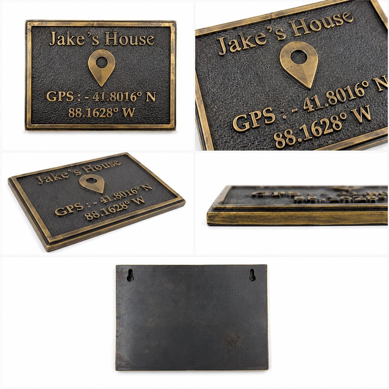 Personalized GPS Coordinates Plaque | Brass house plaque | Custom Brass Home Plaque | Housewarming Wedding Gift
