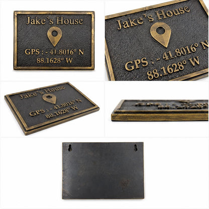 Personalized GPS Coordinates Plaque | Brass house plaque | Custom Brass Home Plaque | Housewarming Wedding Gift