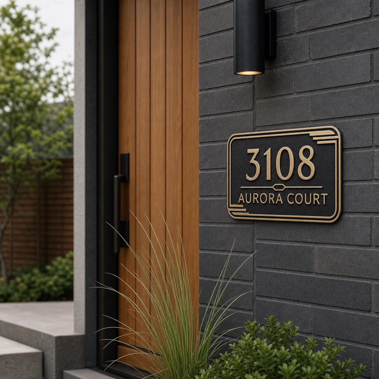 Personalised House Number Sign | Antique Brass Address Plaque | Custom Street/Family Name Board