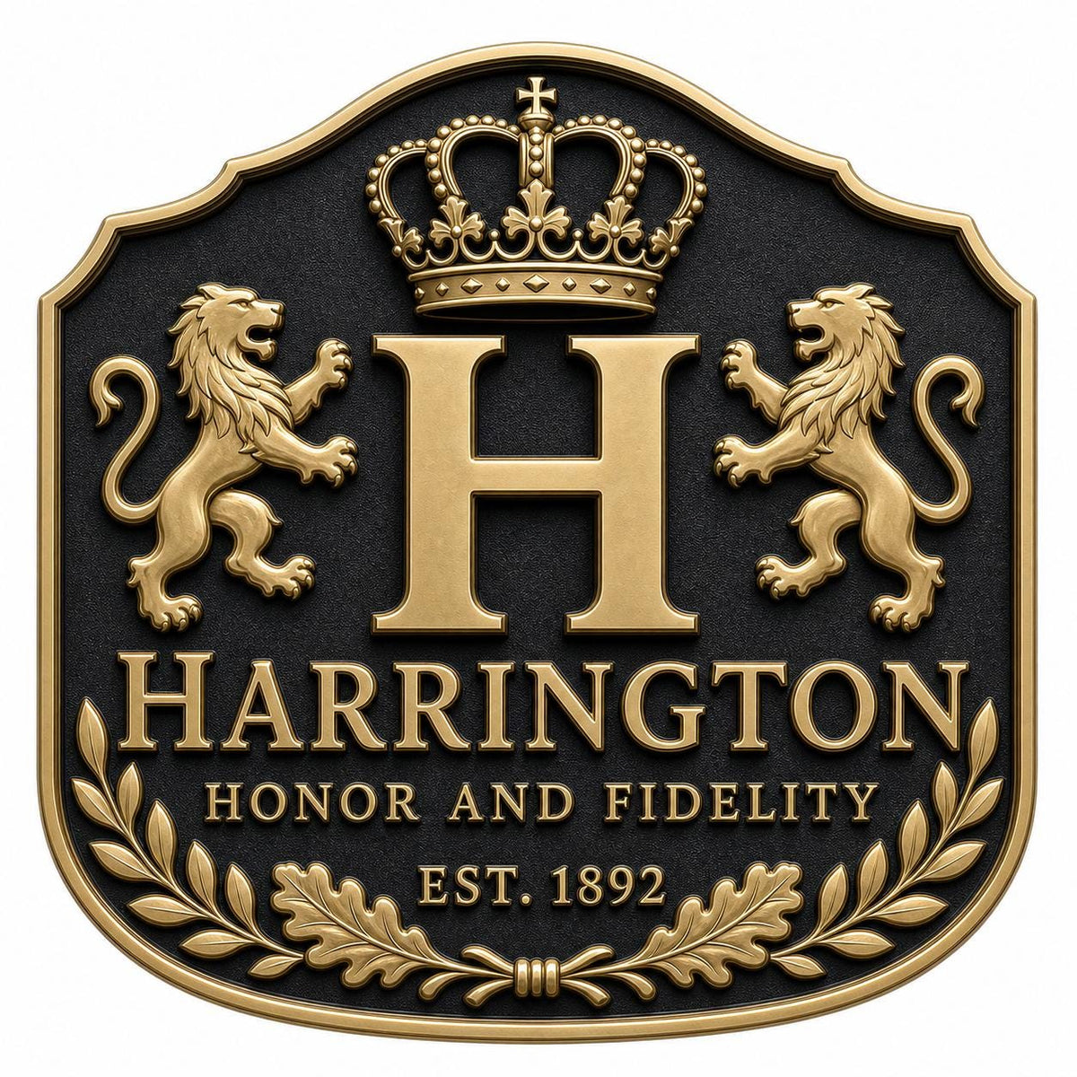 Design Your Own Family Crest Plaque | Personalised Coat of Arms, Family Name & Motto | Antique Brass Wall Sign