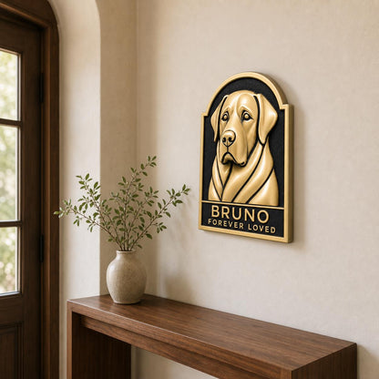 Custom Pet Portrait Relief Plaque | Raised Antique Brass Dog or Cat Wall Art