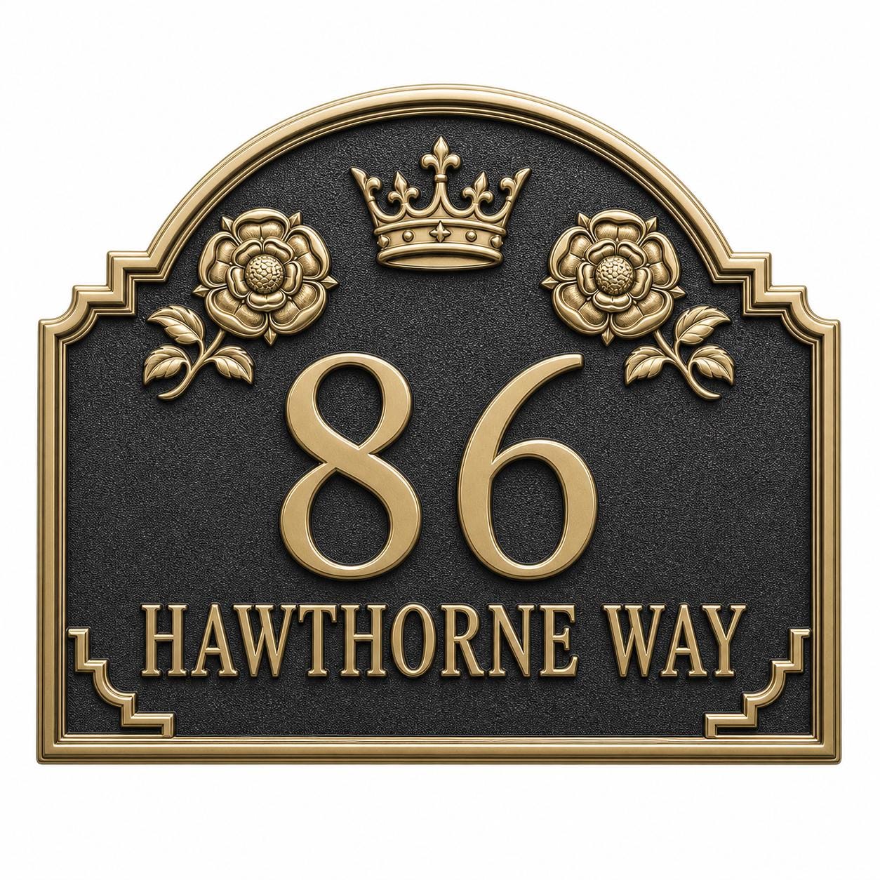 Personalised House Number Sign | Antique Brass Address Plaque | Custom Street/Family Name Board