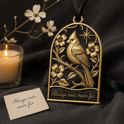 Large Personalized Cardinal Memorial Ornament | Antique Brass Christmas Decor | Remembrance Keepsake
