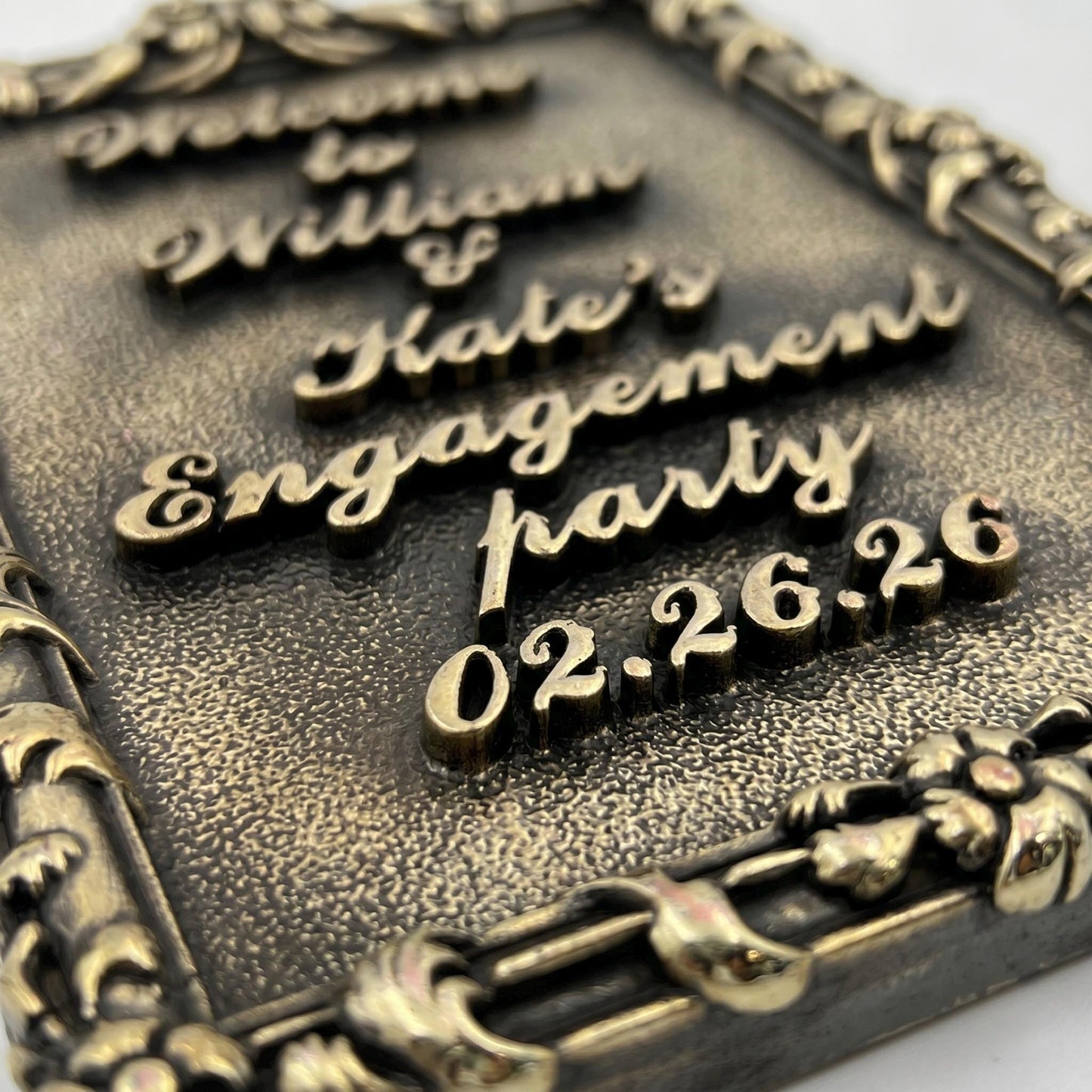 Personalized Engagement Plaque, Antique Brass Couple Name Sign, Custom Proposal Date or Engagement Party Keepsake